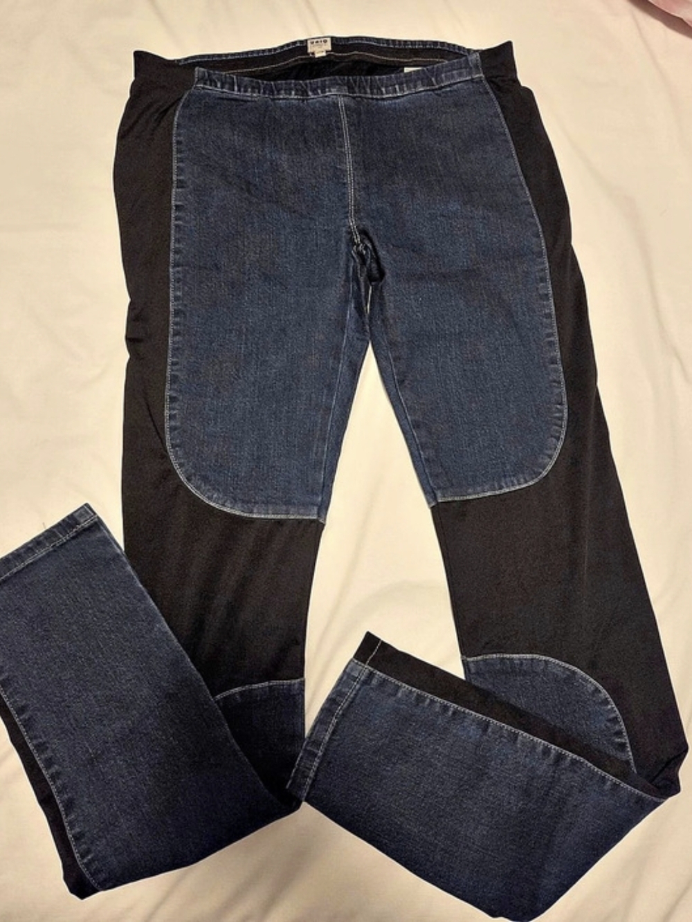 UNIQ Denim & Mesh Legging Color Block Skinny Jeans Large